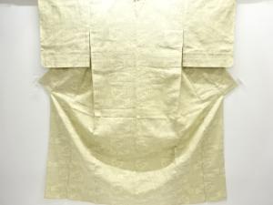 未使用品　亀甲に菊模様織出し本真綿結城紬80亀甲単衣着物